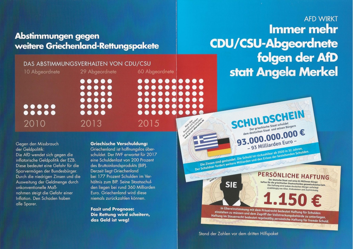 Flyer der AfD zum Thema „Die Euro-Rettung ist gescheitert!“ | AfD Cottbus