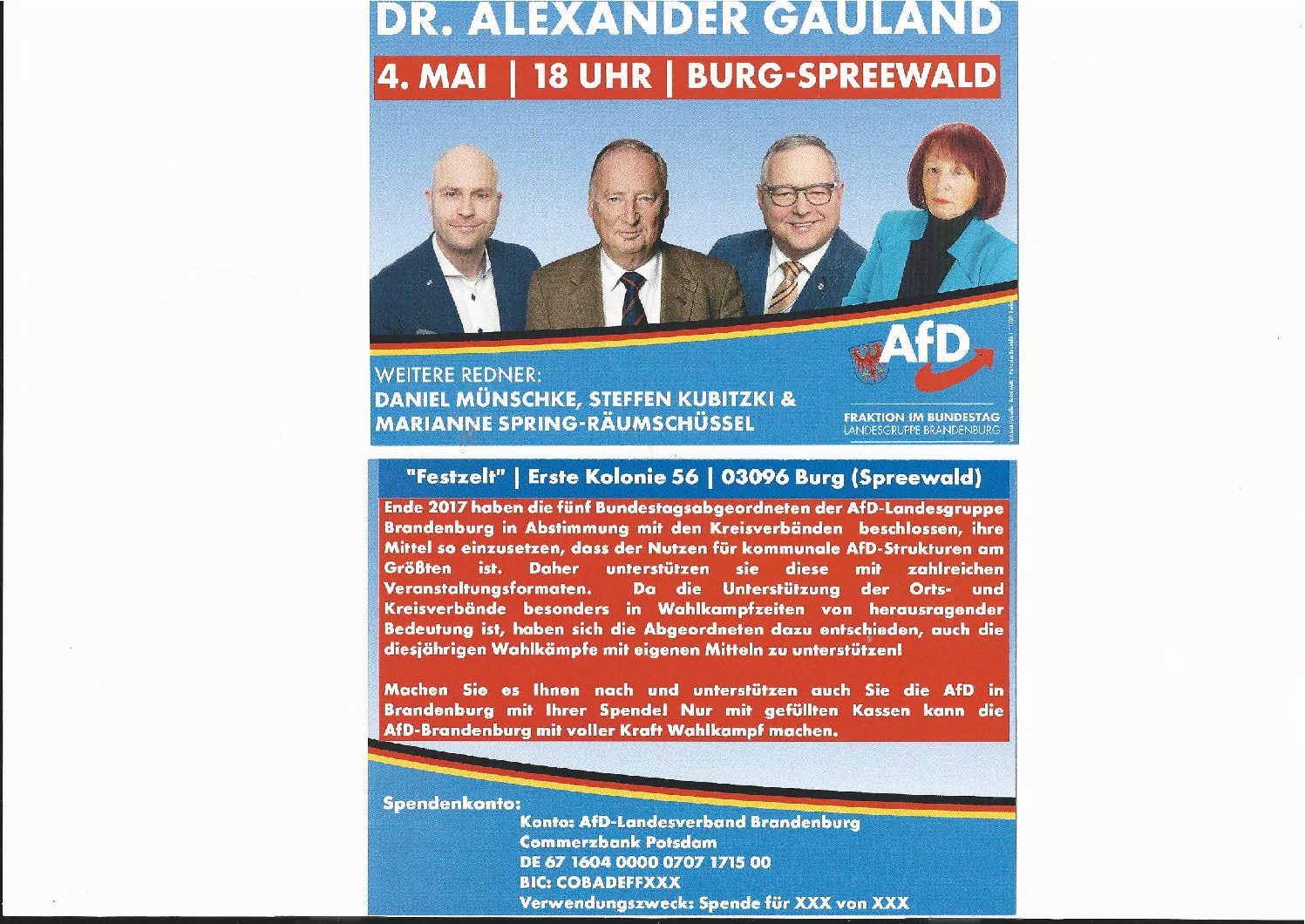 Wahlkampfveranstaltung in Burg