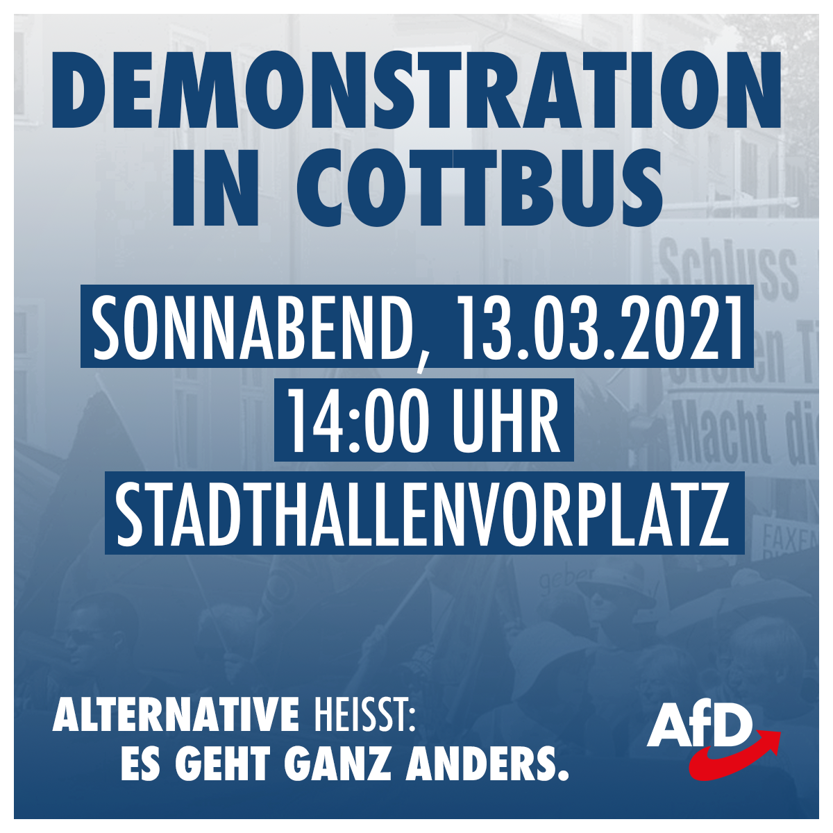 Aufruf zur Demonstration in Cottbus