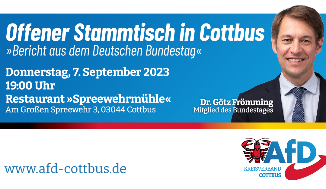 Offener Stammtisch der AfD Cottbus am 7. September