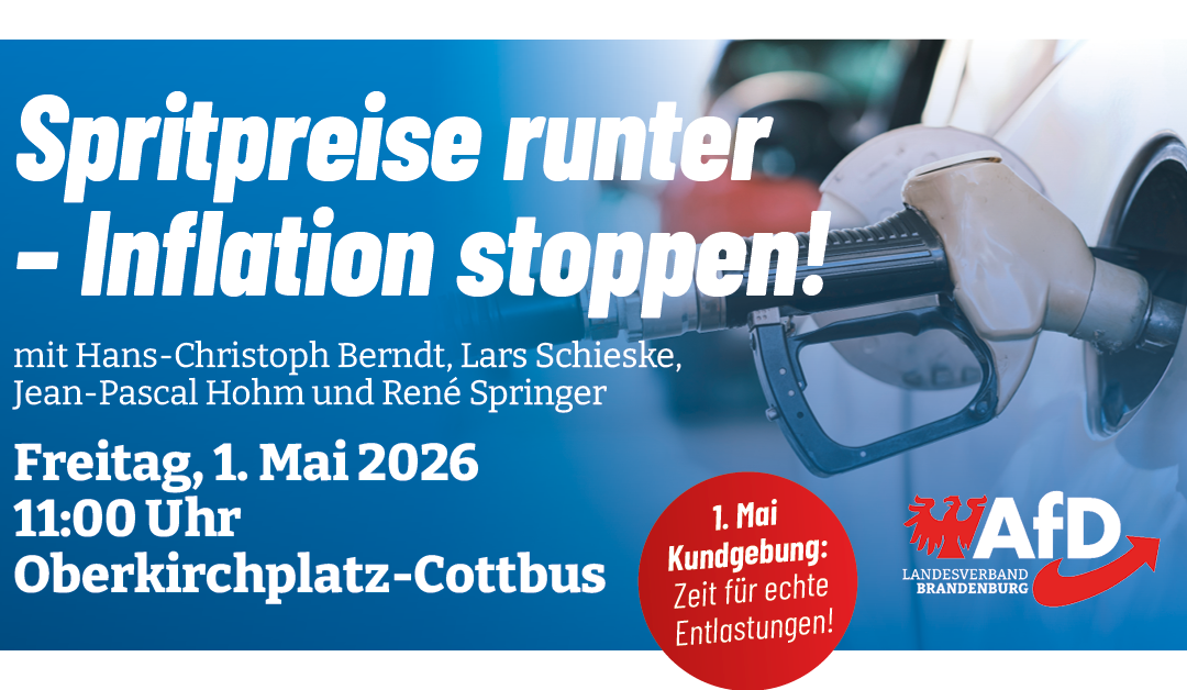 1. Mai-Demo in Cottbus: Spritpreise runter – Inflation stoppen!